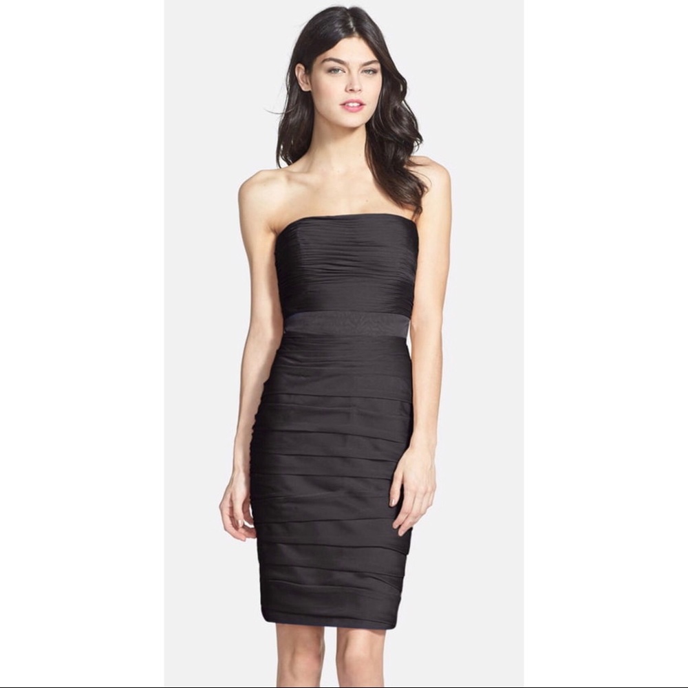 Ruched Strapless Cationic Chiffon Dress